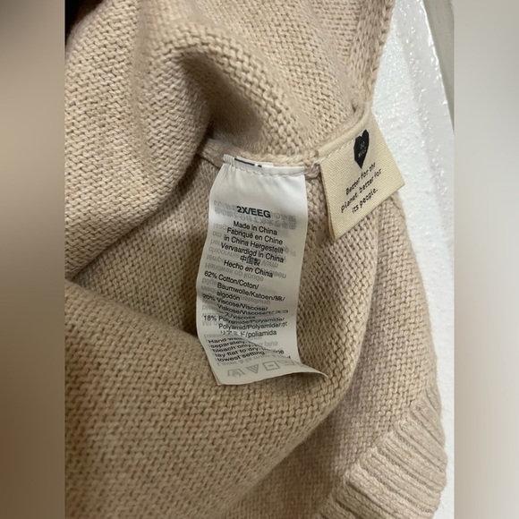 Madewell, vneck  2X knit top Heather fawn cotton viscose blend NWT woman plus Sz - Picture 4 of 4